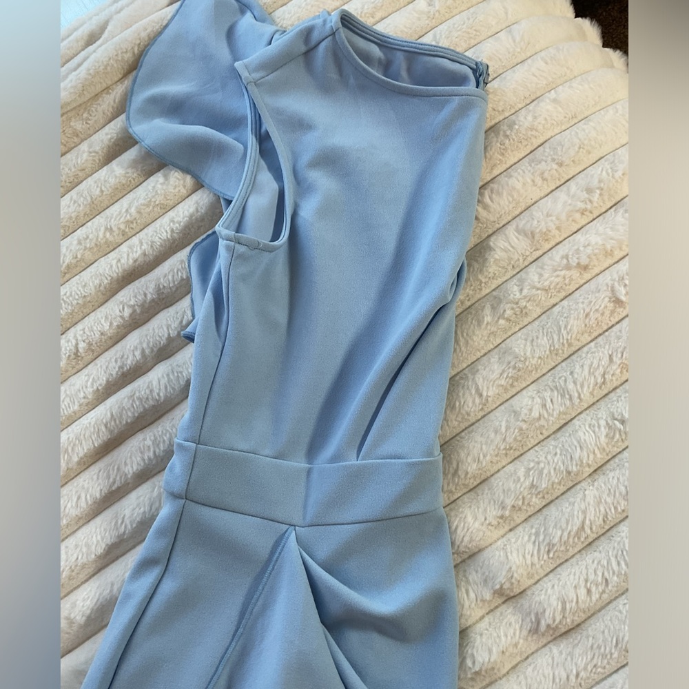 New Money RUFFLED BLUE PENCIL DRESS - Picture 6 of 15